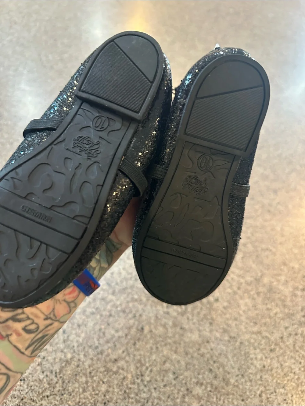 Girls' Black Glitter Ballet Flats with Bow - Kids Shoes